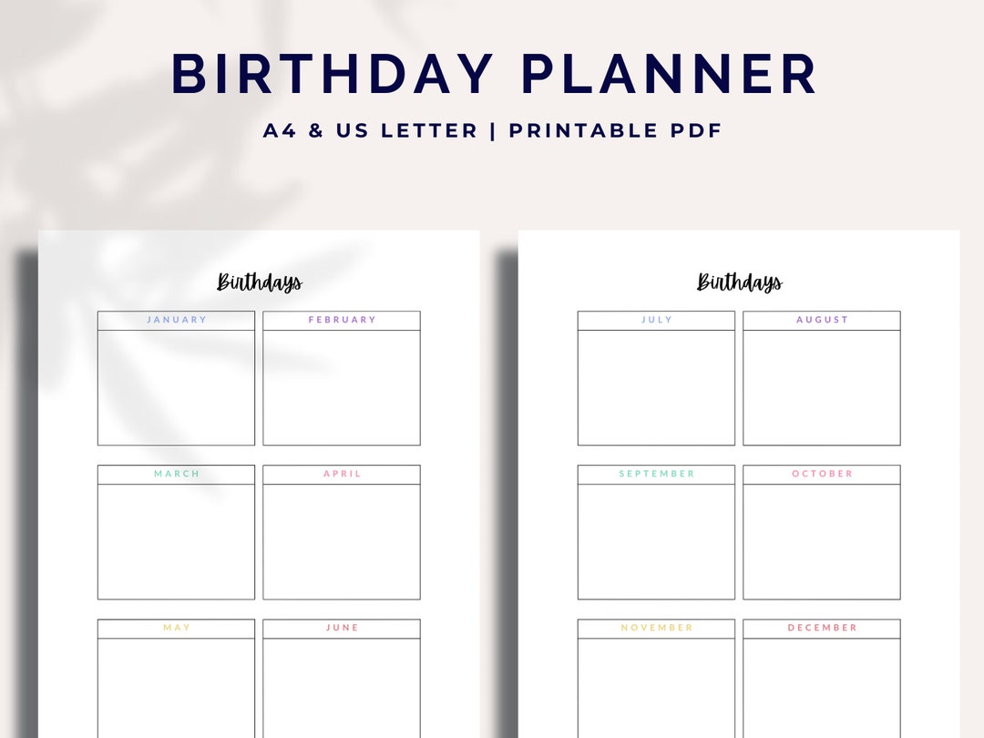 Birthday Printable Birthday Reminder Date Tracker Anniversary Dates ...
