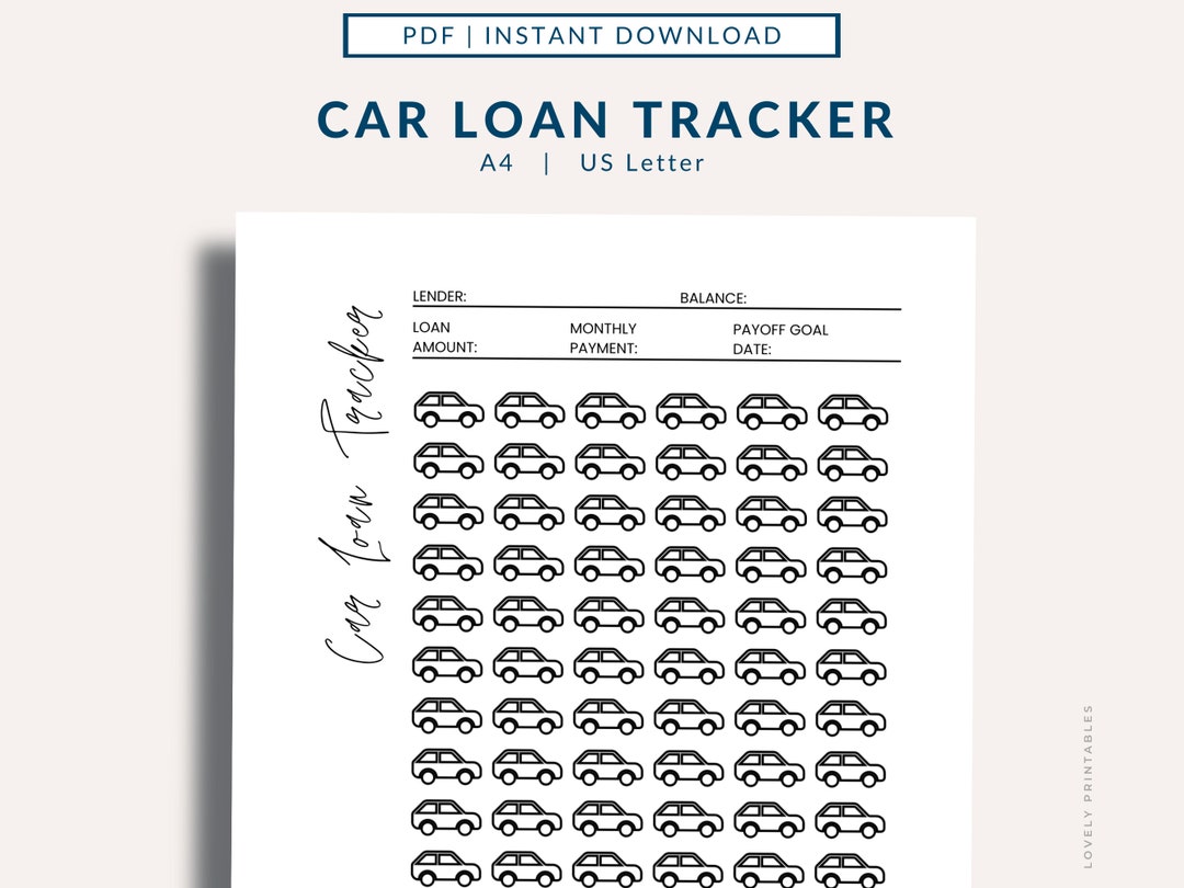 Car Loan Tracker Printable, Debt Payoff, Budget, Money Management, Repayment Log, A4 US Letter