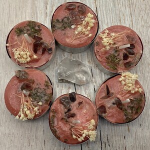 Scented Orange Grief - Anger Intention Spell Yellow Tea Light 6 pack Candles with Smoky Quartz Bra Clip - Mint – Peppermint Scent