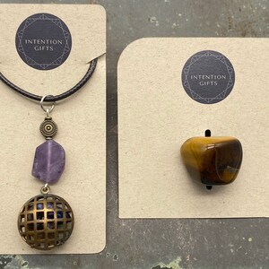 Handmade Anxiety Trinity Necklace with Tiger&#39;s Eye Clip