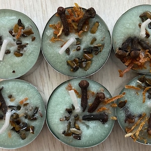 Unscented Motivation - Balance Intention Spell Crystal Green Tea Light 6 pack Candles - Tigers Eye