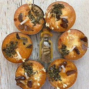 Unscented Grief - Anger Intention Spell Orange Tea Light 6 pack Candles with Free Spell Jar - Smoky Quartz