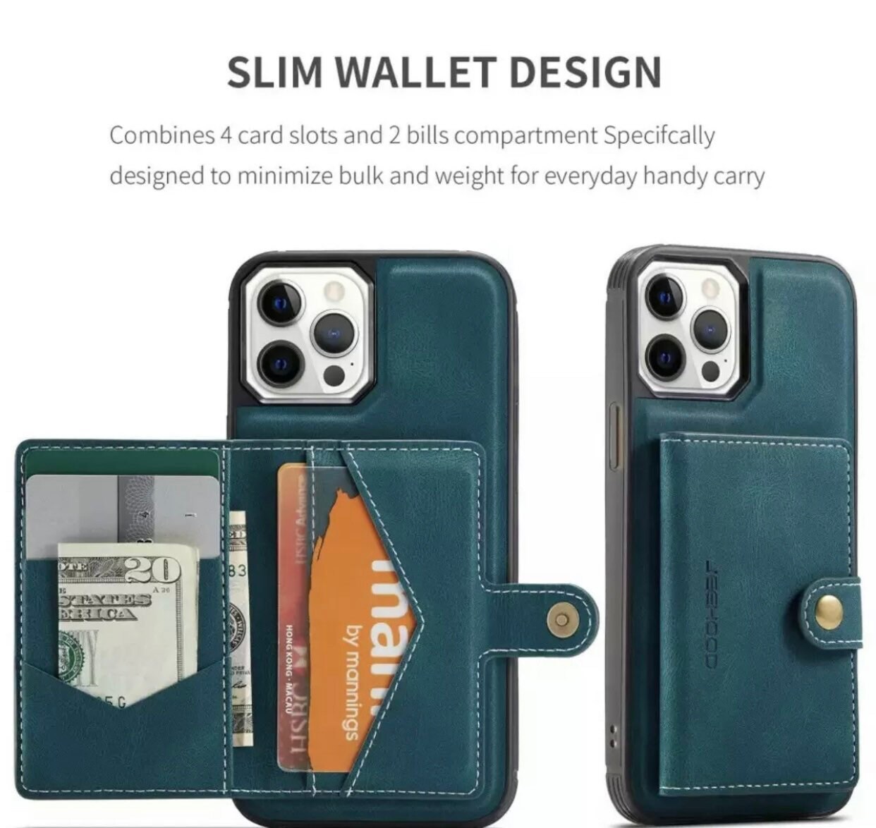 Phone Case Wallet Leather iPhone 12 Removable Sleek Etsy