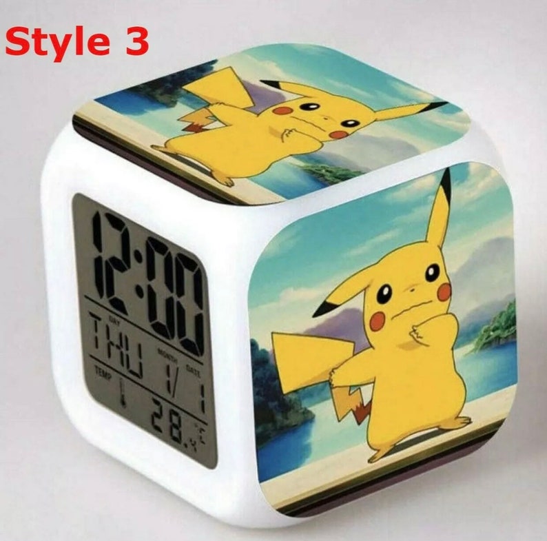 Children Pokemon Pikachu Digital LED Alarm Clock Night Light Etsy