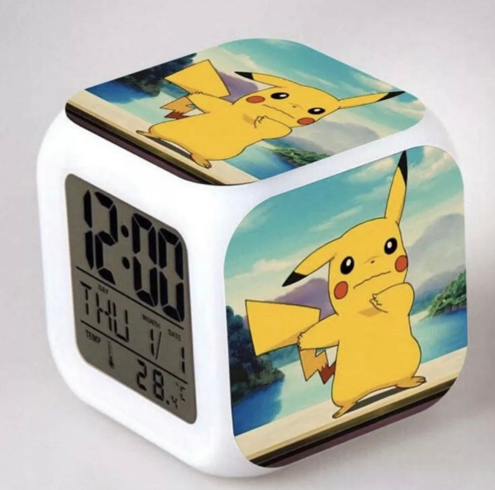 Children Pokemon Pikachu Digital LED Alarm Clock Night Light Etsy