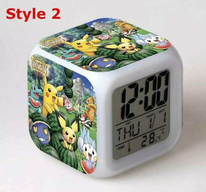 Children Pokemon Pikachu Digital LED Alarm Clock Night Light Etsy