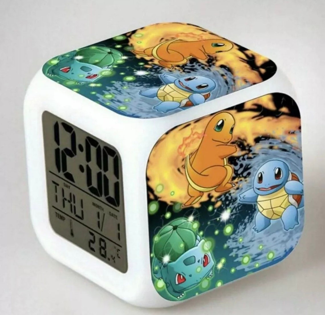 Children Pokemon Pikachu Digital LED Alarm Clock Night Light Etsy