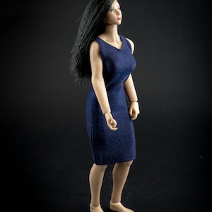 Tube Dress Mary Model - Dark Blue (Fitting to the Phicen Doll in 1:12 scale)
