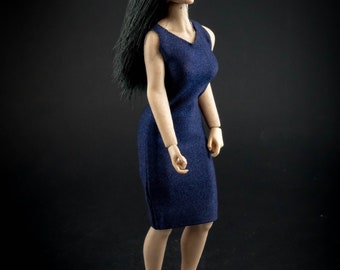 Tube Dress Mary Model - Dark Blue (Fitting to the Phicen Doll in 1:12 scale)