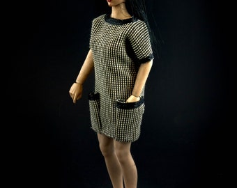 Kleid Julia Model - schwarz/weiß Farbe (passend zur Phicen Puppe im Maßstab 1:12)