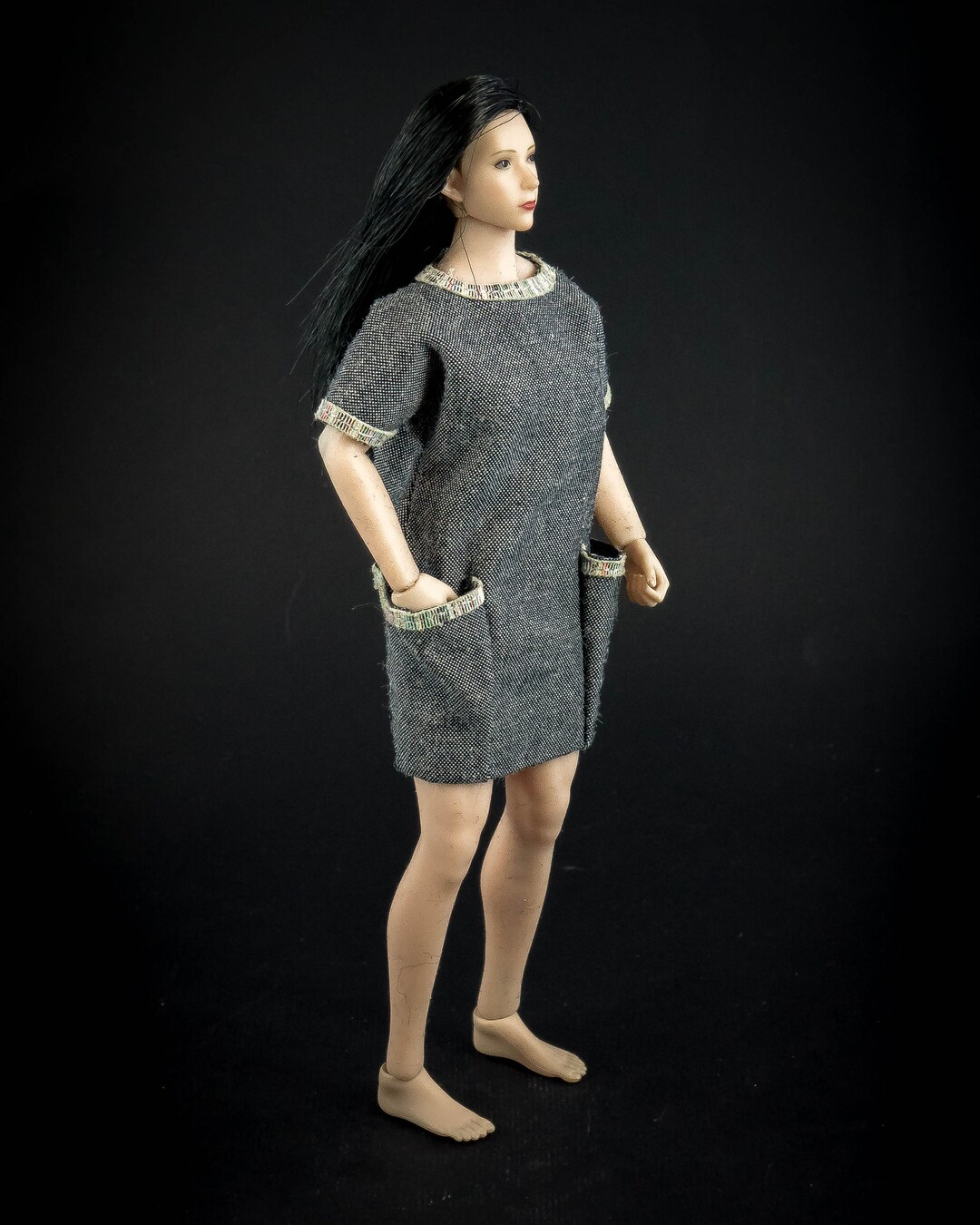 TB League Phicen Doll Dress, 1:12 Scale Action Figure Dark Blue
