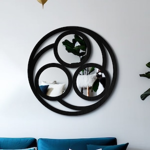 Triple Spiral Round Wall Mirror / Mirror Wall Decor / Modern Home Decor, Large Round Mirror, Wall Mirrors Decorative, Modern Wall Mirror
