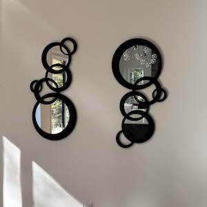 Modern Geometric Round Mirror Wall Art / Circle Mirror Wall Decor, Round Wall Mirror, Decorative Mirror