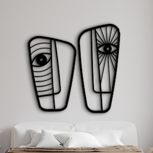 Wood Wall Mask Wall Art - Wood Wall Art, Set of 2 Mask Wall Decor // Abstrasso Wall Art, Abstract Wooden Wall Mask, Masks Wall Hanging,