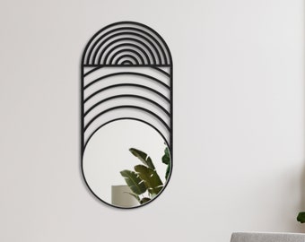 Modern Wave Wall Mirror, Abstract Geometric Design Wall Mirror for Contemporary Interiors, Round Wall Mirror, Mirror Wall Decor, Oval Mirror