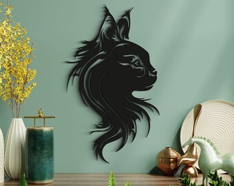 Cat Wooden Wall Art, Cat Themed Gifts - Gift For Cat Lovers - Wooden Black Cat