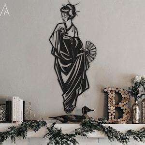 Geisha Wall Art / Geisha Wooden Wall Decor&#39;s & Wall Decals - Geisha Poster - Japanese Poster / Japanese Wall Decor