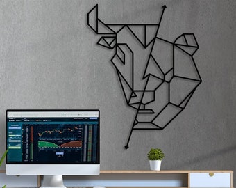 Geometric Bull and Bear Trading Wall Decor & Wall Art, Stock Market Wall Art, Trader Wall Art Decor, Crypto Wall Art, Bitcoin Wall Decor