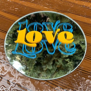 Love Mirror themed decorative round mirror - Circle Mirror - Gift for Girlfriend, Gift for Her - Mothers Day Gift