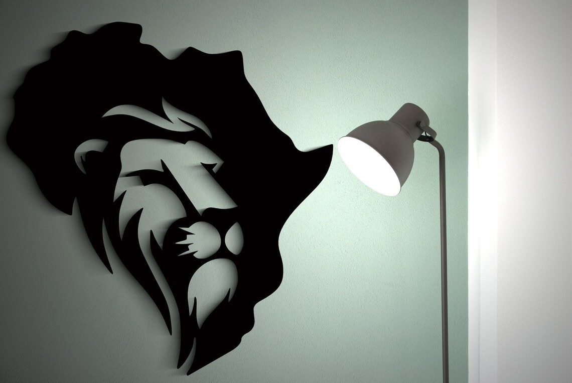 African American Wall Art Map of Africa With Lion Wood Wall Etsy