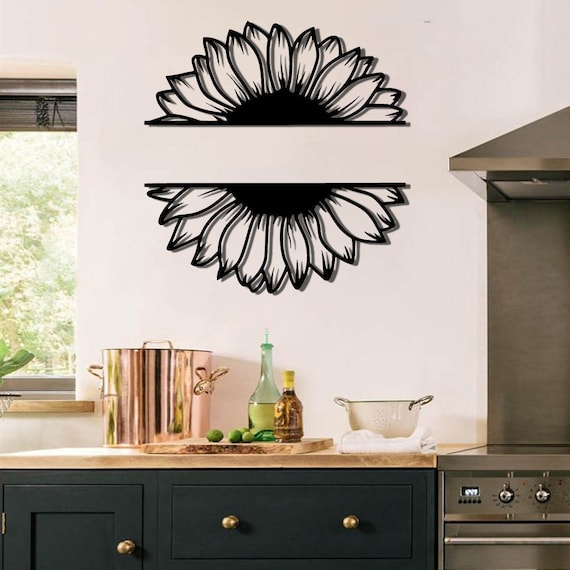 Sunflower Kitchen Decor Wooden Wall Decor Kitchen Decor Etsy