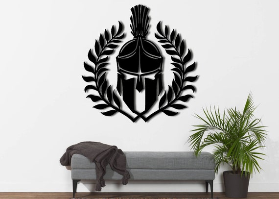 Gladiator Helmet Wooden Wall Decor - Spartan Helmet Decor -  Gladiator Wall Art - Romen Wall Decor Wall Art Gladiator Art