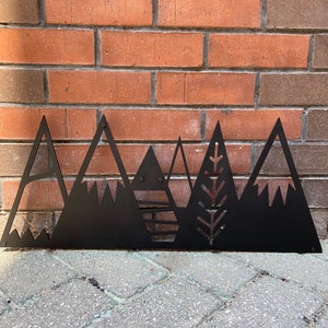 Scandinavian Mountains Wall Decor, Woodland Vinyl Wooden Wall Decor, Nursery Bedroom Decor Art Design