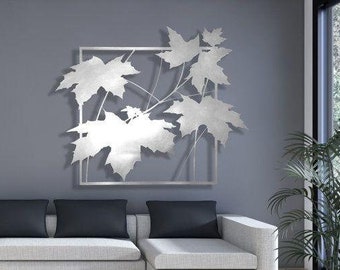 Wooden Wall Art - Black and White Wall Art - Sycamore Leaves Wall Art