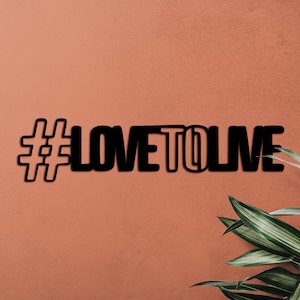 Arte de parede de madeira "Amo Viver" - Arte de parede com citações motivacionais, Arte de parede de madeira com citações inspiradoras - Decoração positiva para casa, Decoração de parede com citações