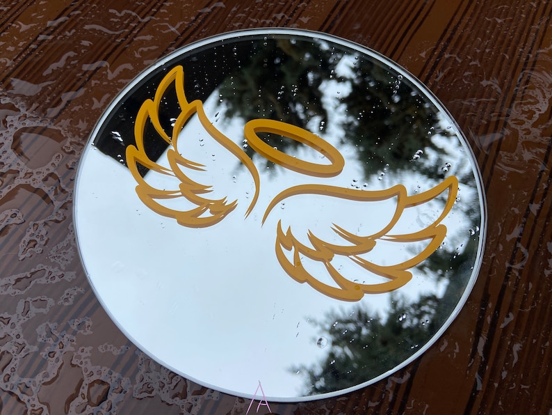 Angel Round Mirror Decal, Funky Table Decor, Circle Mirror, Round ...