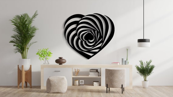 Spiral Heart Wall Art, Wicker Heart Wall Decor, Wooden Heart Wall Decor, Room decor aesthetic, Large Wooden Heart, Heart Decoration
