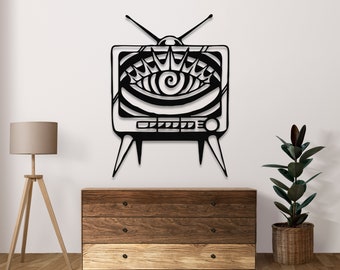 Retro Hypnotic TV Spiral Wall Art, Psychedelic Art, Abstract Swirl Art, Abstract Wall Art, Wooden Wall Decor, Wall Hanging, Funky Wall Art