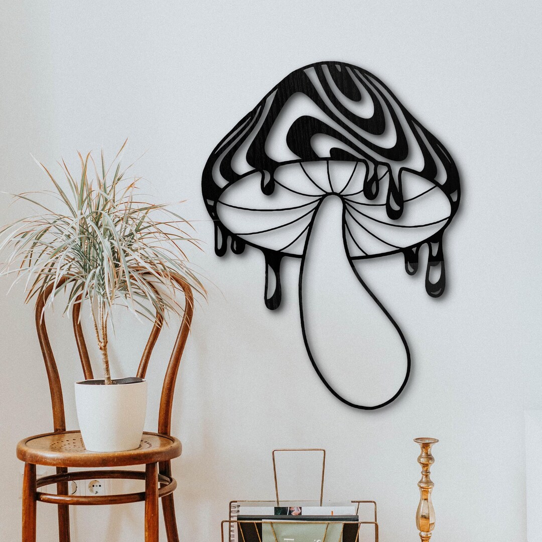 Psychedelic Mushroom Wood Wall Art - Psychedelic Mushroom Decor, Modern ...