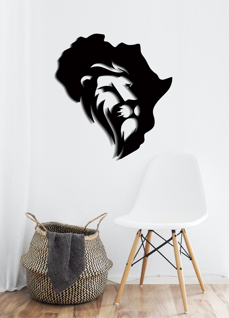 African American Wall Art Map of Africa With Lion Wood Wall Etsy