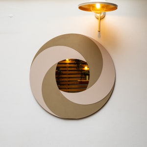 Round Wall Mirror: Two-Tone Modern Decor, Chic Home Accent