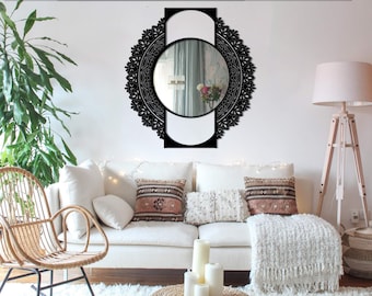 Mandala Wall Mirror - Modern Wall Mirror - Circle Mirror Wall Decor - Decorative Wall Mirror - Modern Unique Wall Mirror