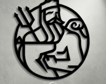 Poseidon Wooden Wall Art - King Neptune, Greek Mythology Decor