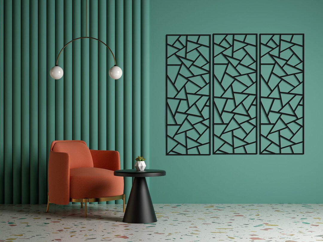 3 Panel Wall Art - Geometric Wood Wall Art Set - Wooden Wall Panels - 5 ...