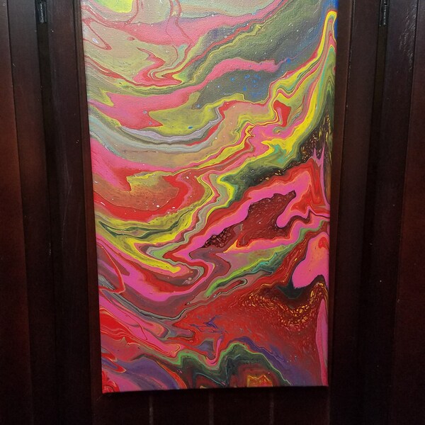Lava Flow 12"×24" one of a kind paint pour