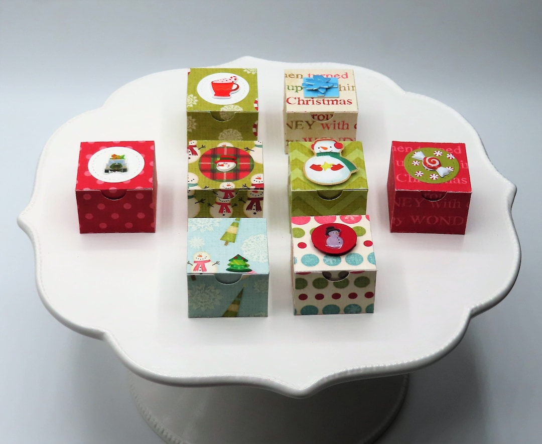 Holiday Tiny Gift Boxes 45 Set of 8 Christmas Party Favors Etsy