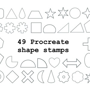 Procreate Shape stamps, 49 stamps, Geometric shapes, procreate shape brushset, outlined, commercial and personal use
