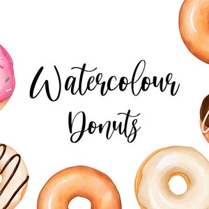 Watercolour Donuts clipart, Sweets clipart, Dessert clipart, Donut party clipart, PNG clipart, Instant download