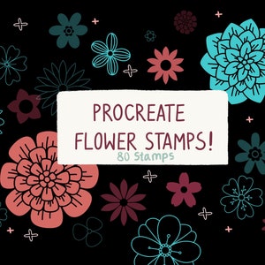 80 Procreate flower stamps, Procreate brushset, digital download, flower clipart, flower brushes for procreate, flower stamps