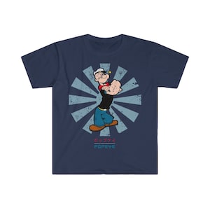Popeye Retro Japanse heren gemonteerde korte mouwen T-shirt