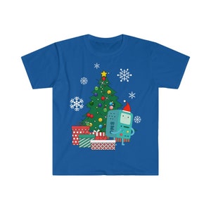 Beemo Around The Christmas Tree Adventure Time Men&#39;s Fitted Short Sleeve Tee