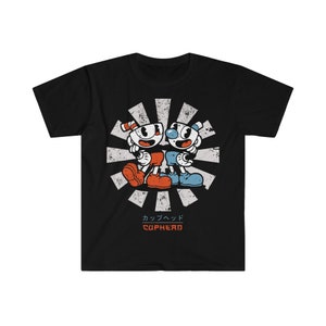 Cuphead Retro Japanese Men&#39;s Fitted Short Sleeve Tee