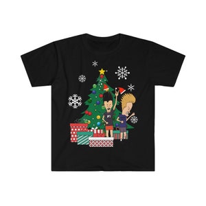 Beavis And Butthead Around The Christmas Tree Men&#39;s Fitted Short Sleeve Tee