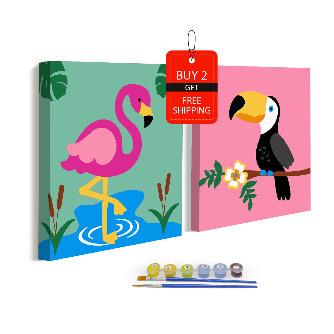 2pack Paint by Numbers Kit for Kids DIY Painting by Numbers Etsy