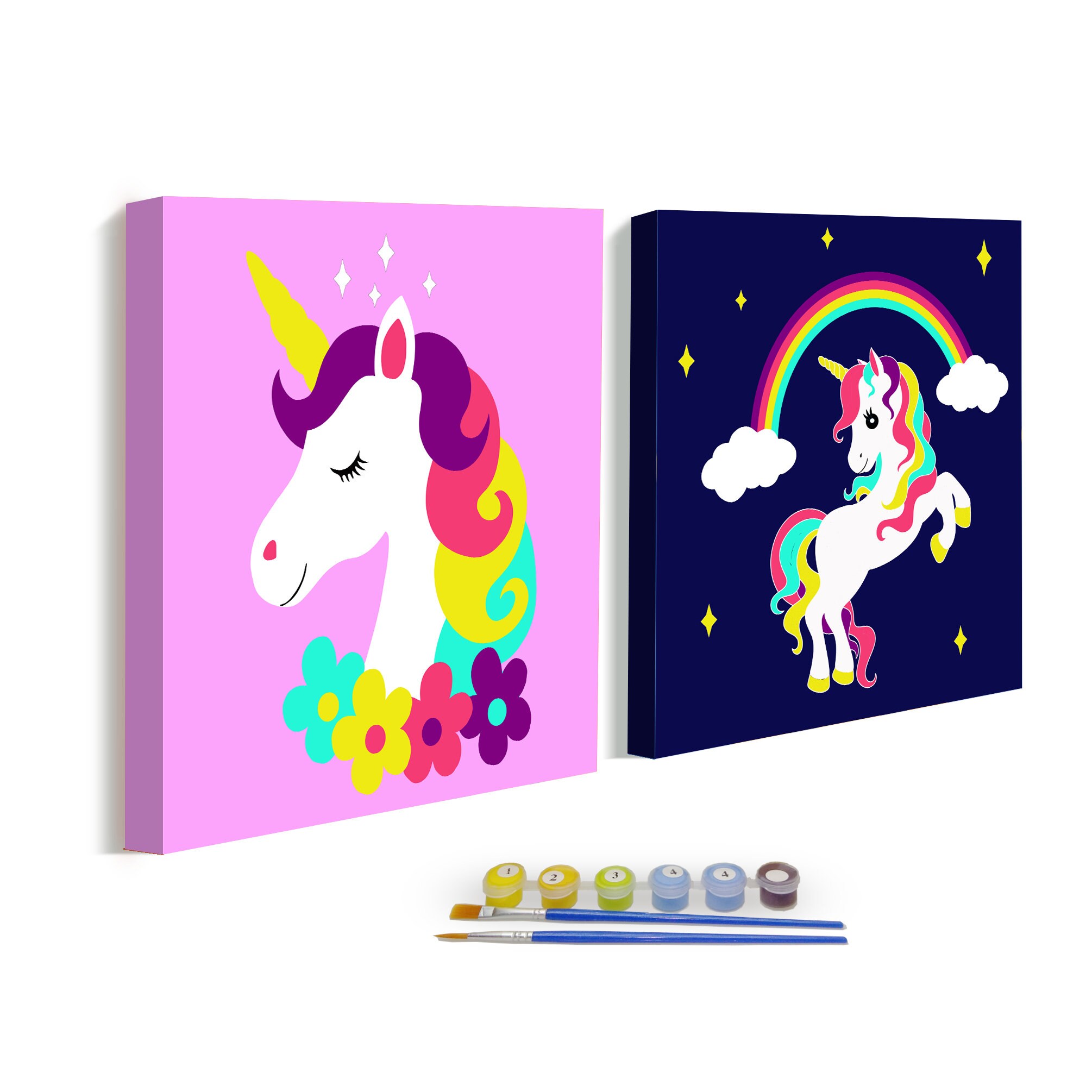 Unicorn Paint by Numbers Framed Kit 2Pack for Kids Pre Drawn Etsy
