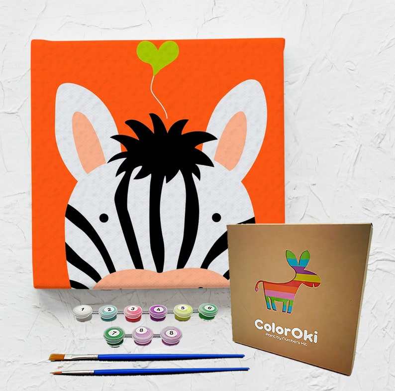 Paint by Numbers Canvas Kits for Kids Easy Pre Drawn Etsy